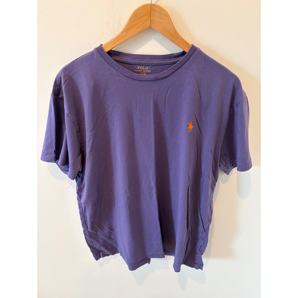 Polo Ralph Lauren Mens Medium Purple Short Sleeve T-Shirt Orange Pony Logo